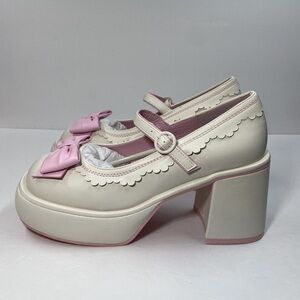 Sugar Thrillz Cream and Pink Mary Jane Heels